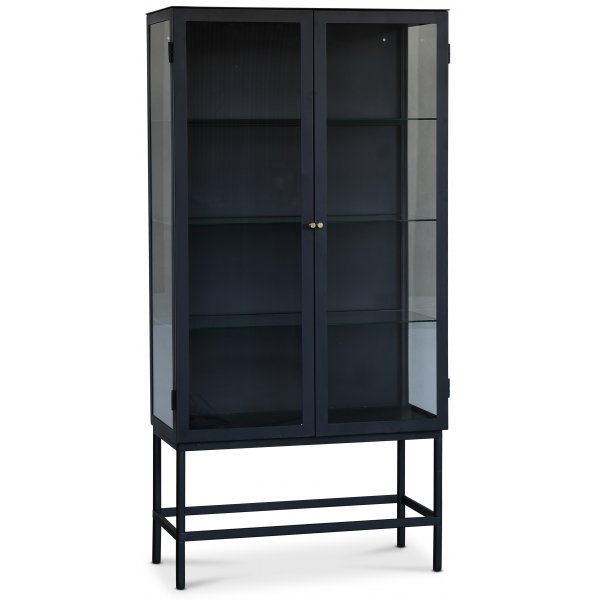 Revel vitrinskpskp - Svart metall / Glas / Mssing