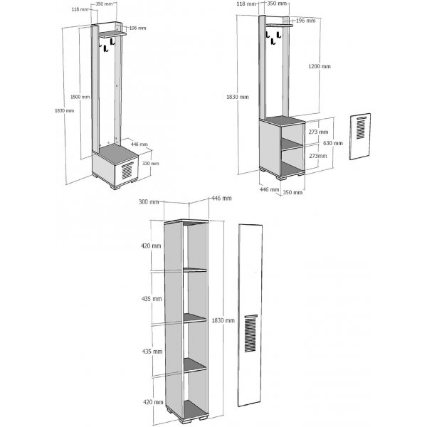 Cintre Asimo 100 x 44,6 x 183 cm - Blanc Cintre Asimo 100 x 44,6 x 183 cm - Blanc