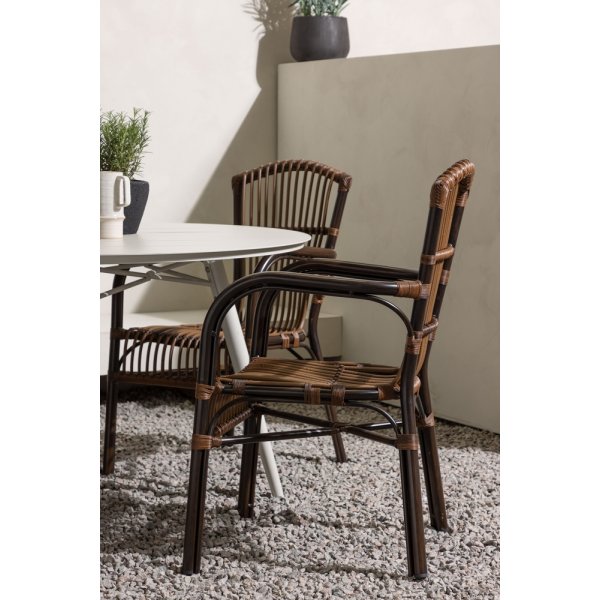 Lina utematgrupp med 4 st Galera stolar - Beige/Brun Lina utematgrupp med 4 st Galera stolar - Beige/Brun