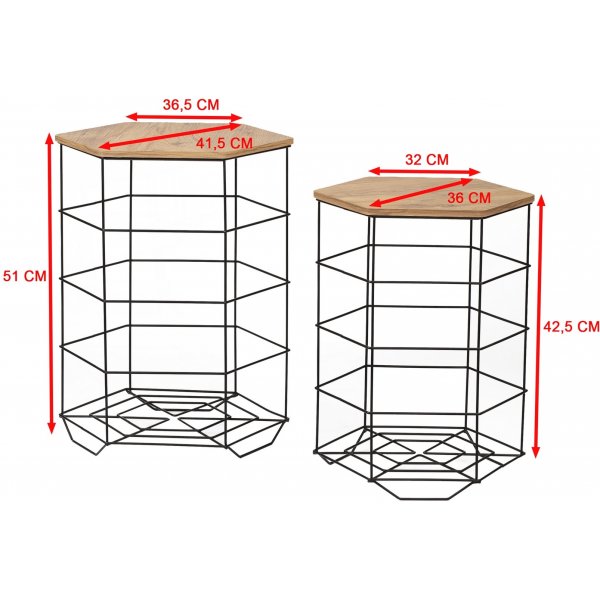 Ensemble table basse Cédric - Chêne/noir Ensemble table basse Cédric - Chêne/noir