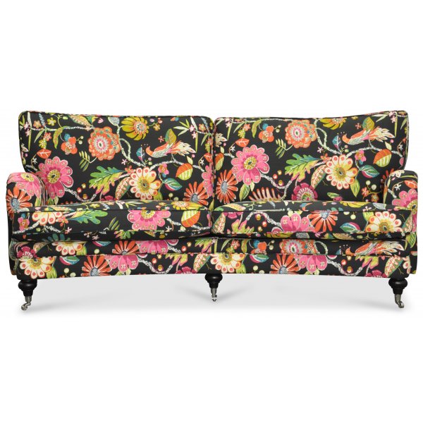 Savoy 3-sits svängd soffa med blommigt tyg - Havanna Svart Savoy 3-sits svängd soffa med blommigt tyg - Havanna Svart