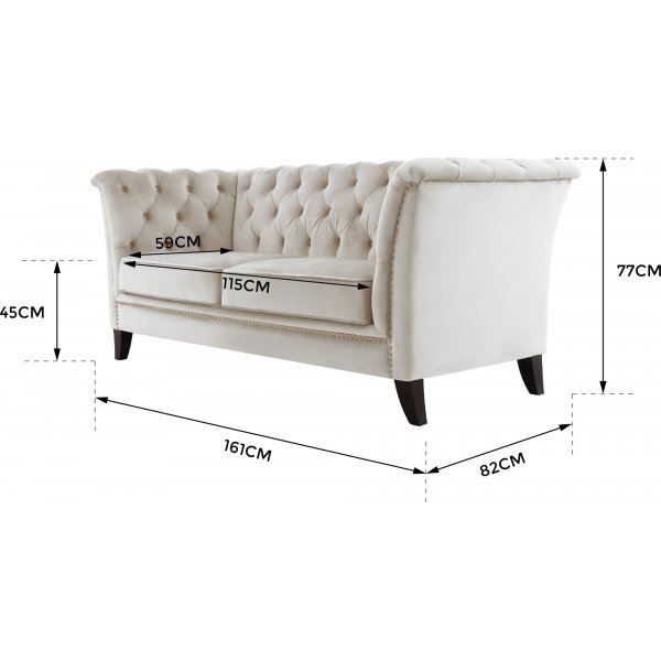Bank 2-zits Chesterfield blauw - Milton Bank 2-zits Chesterfield blauw - Milton