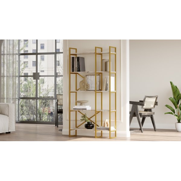 Bibliothèque Voyage 4 - Marbre blanc/doré Bibliothèque Voyage 4 - Marbre blanc/doré