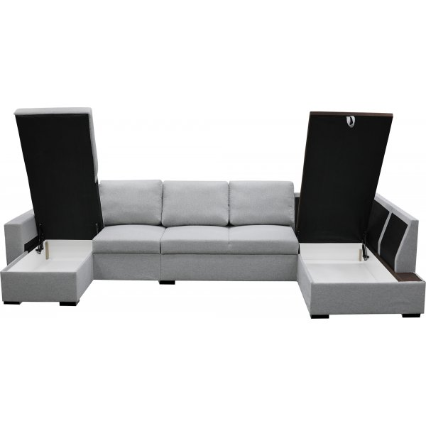 U-soffa med förvaring 367 cm grå + Fläckborttagare för möbler U-soffa med förvaring 367 cm grå + Fläckborttagare för möbler