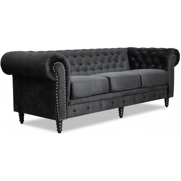 Canapé Ashford Chesterfield - Velours noir Canapé Ashford Chesterfield - Velours noir