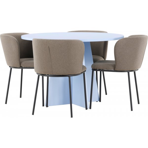 Matbord Bootcut med 4 st Edina stolar - Brun/svart/blå + 3.00 x Möbeltassar Matbord Bootcut med 4 st Edina stolar - Brun/svart/blå + 3.00 x Möbeltassar