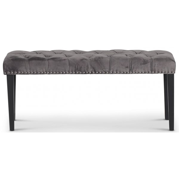 Tuva sittbänk i grå sammet + Möbeltassar Tuva sittbänk i grå sammet + Möbeltassar