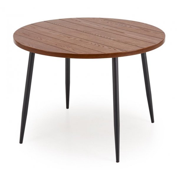 Dana matbord 105 cm i valnt med 4st Alfred matstol i beige sammet och valnt ben