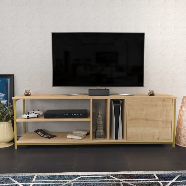 Oneida TV-bänk - Guld/ek Oneida TV-bänk - Guld/ek