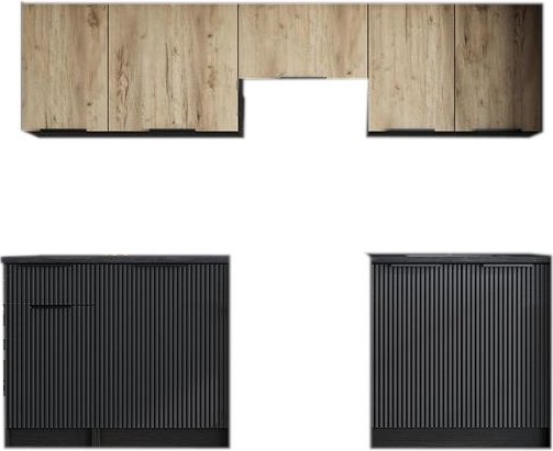 Emma complete keuken 240 cm - Ambachtelijk eiken/zwart