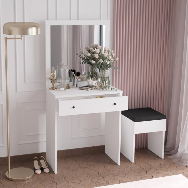 Felix sminkbord med sittpall 65 x 35 cm - Vit Felix sminkbord med sittpall 65 x 35 cm - Vit