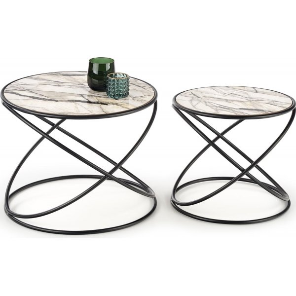 Table basse Mille Ø40/50 cm - Marbre blanc/noir Table basse Mille Ø40/50 cm - Marbre blanc/noir