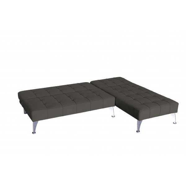 Bddsoffa med divan brun sammet 198 cm