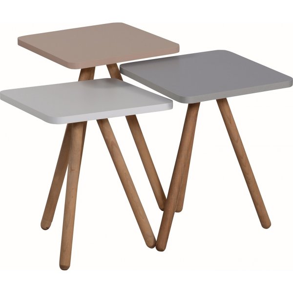 Driedubbel gedekte tafel 34 x 34 cm - Wit/cappuccino/grijs
