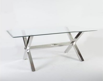 Maine eettafel in chroom en glas - 200x95 cm