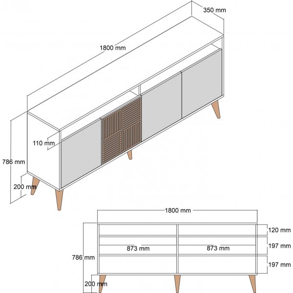 Milan skänk 180 cm - Valnöt/svart Milan skänk 180 cm - Valnöt/svart