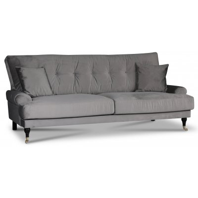 Adena 3-sits soffa - Silvergr sammet
