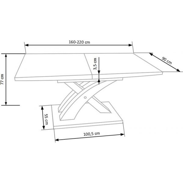 Table à manger Lyall 90x160-220 cm - Chêne/noir Table à manger Lyall 90x160-220 cm - Chêne/noir
