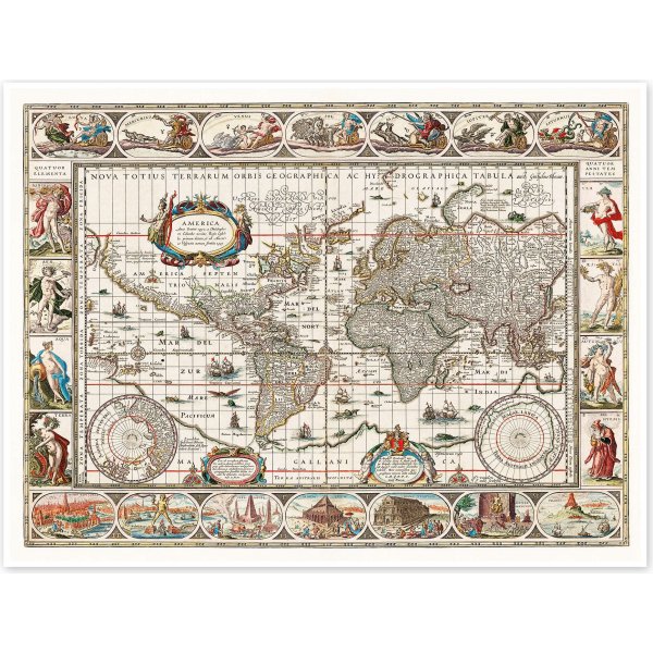 V�ggdekoration - V�rldskarta Mini