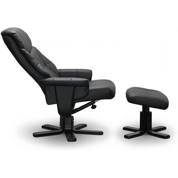 Fauteuil pivotant Bremen avec repose-pieds - Cuir noir/PU