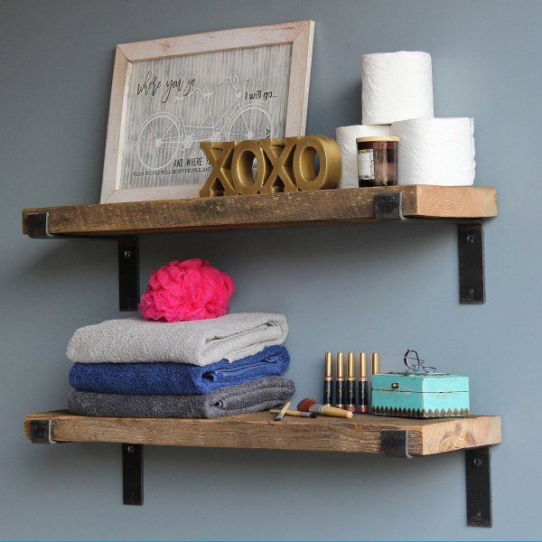 Lamba wandplank 4 - Zwart/walnoot