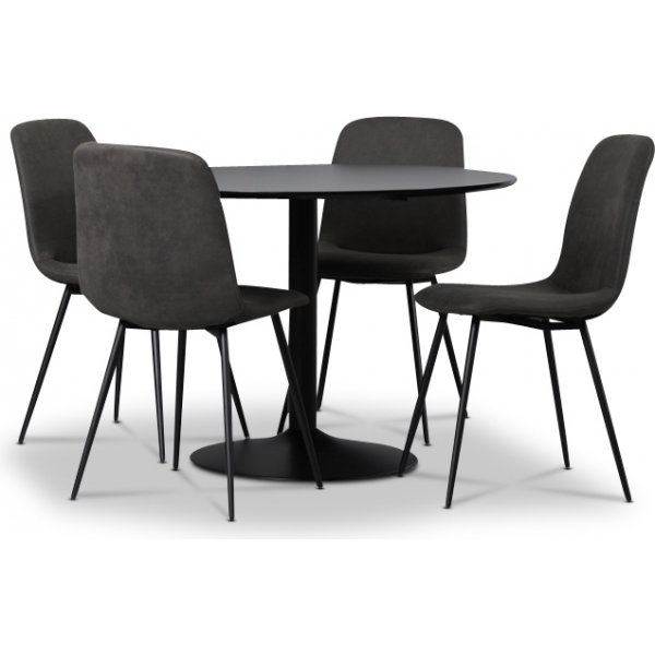 Seat matgrupp, matbord med 4 st Smokey matstolar - Svart/Vintage + 3.00 x Mbeltassar