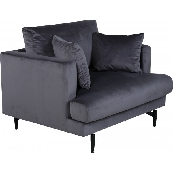 Fauteuil Coeur - Velours gris fonc