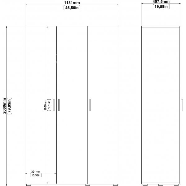 Armoire Pepe à 3 portes - Blanc Armoire Pepe à 3 portes - Blanc