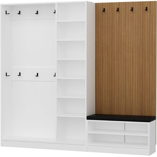 Meuble d\\\'entrée Armadio 225 x 35 x 210 cm - Blanc/beige Meuble d\\\'entrée Armadio 225 x 35 x 210 cm - Blanc/beige