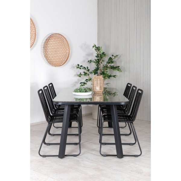Paola utematgrupp med 6 st Lindos stolar - Svart