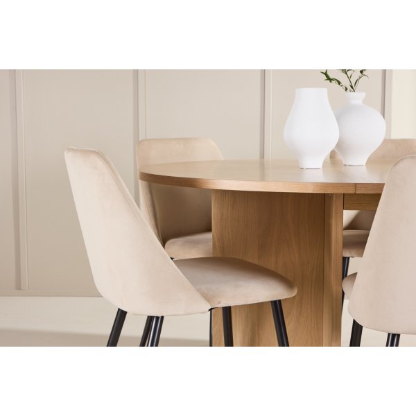 Matbord Strada med 6 st Night stolar - Beige/svart/whitewash Matbord Strada med 6 st Night stolar - Beige/svart/whitewash