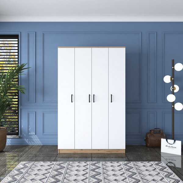 Baden garderob 16 - Valnt/vit