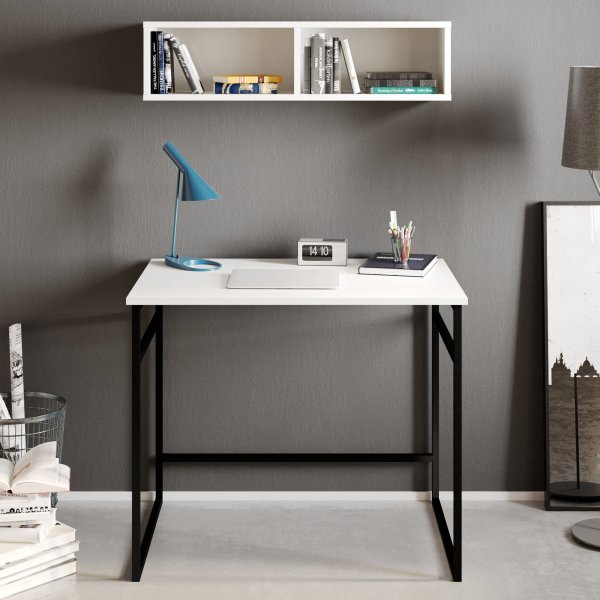 Bureau Gama 90x60 cm - Blanc/noir