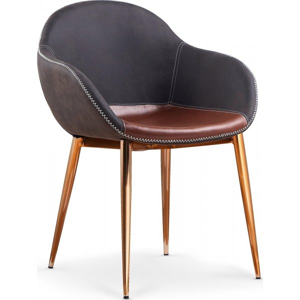Chaise de salle  manger Ryan - Brun/gris/Laiton