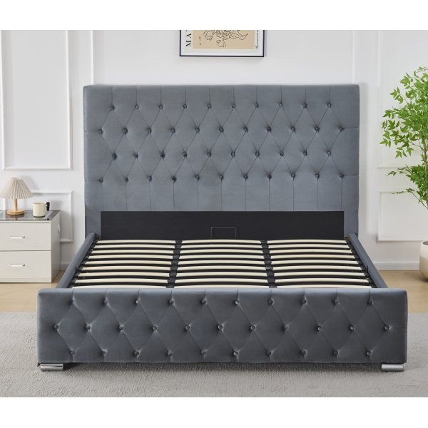 Sängram med sänggavel 180 x 200 cm - Grå Sängram med sänggavel 180 x 200 cm - Grå