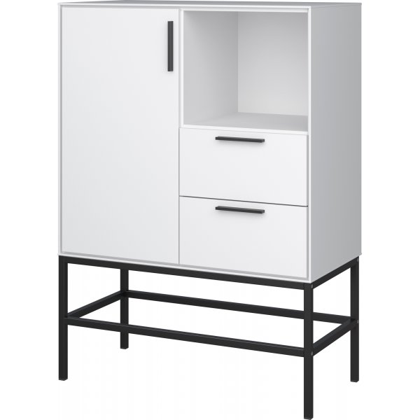 Meuble de rangement Slimline avec 1 porte et 2 tiroirs - Blanc/noir Meuble de rangement Slimline avec 1 porte et 2 tiroirs - Blanc/noir