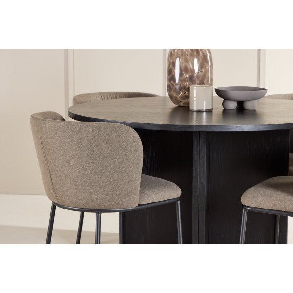 Matbord Strada med 4 st Edina stolar - Brun/svart + 3.00 x Mbeltassar