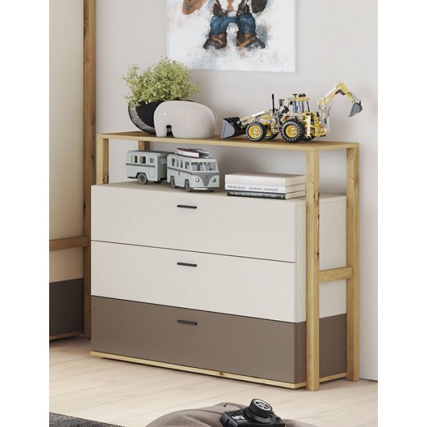 Lenny ladekast - Ambachtelijk eiken/beige/truffel Lenny ladekast - Ambachtelijk eiken/beige/truffel