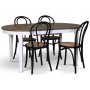 Skagen matgrupp; matbord 160/210x90 cm - Vit / brunoljad ek med 4 st Danderyd No.18 stolar Svarta