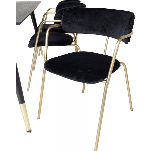 Tell karmstol - Svart/mssing