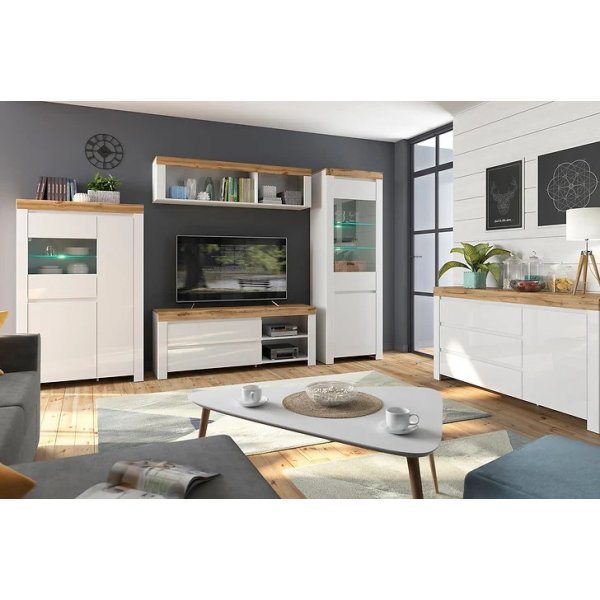 Table basse Triango 110 x 85 cm - Blanc/chne sonoma