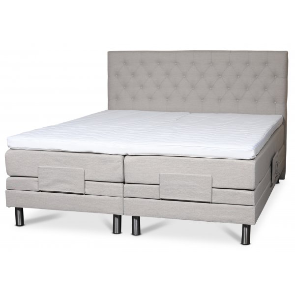 Ställbar dubbelsäng 180x200 cm 7-zons beige med gavel + Möbeltassar Ställbar dubbelsäng 180x200 cm 7-zons beige med gavel + Möbeltassar