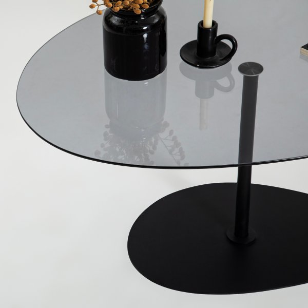 Table basse Porto 90 x 60 cm - Gris fonc/noir