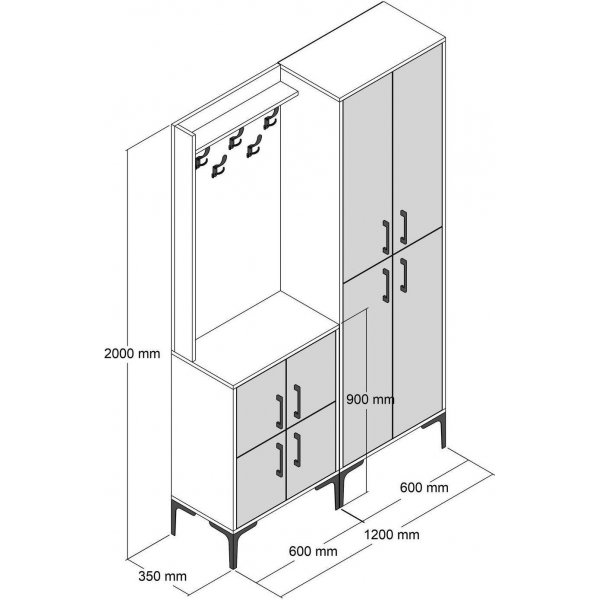 Meuble d'entrée berlinois ba - Noyer/crème Meuble d'entrée berlinois ba - Noyer/crème