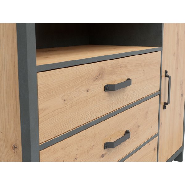 Weston ladekast 131 cm - Ambachtelijk eiken/grijs Weston ladekast 131 cm - Ambachtelijk eiken/grijs