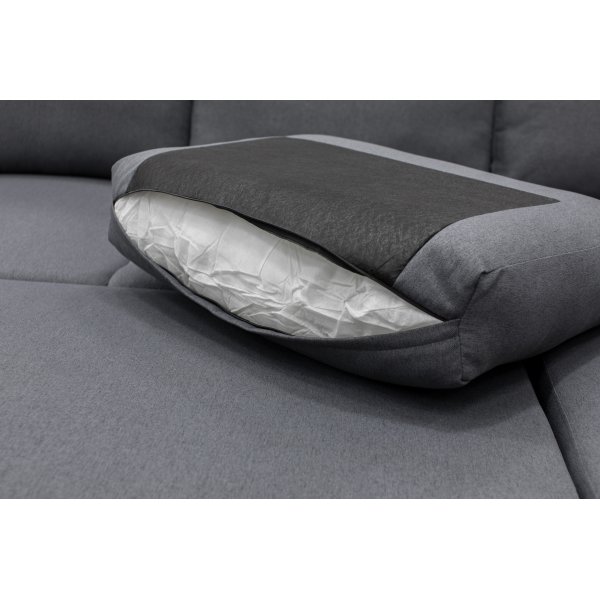 Bddsoffa U-modell mrkgr - Trn + Textilrengring fr mbler