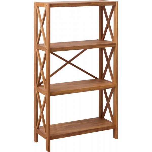 X-boekenplank in geolied eikenhout H 124 cm