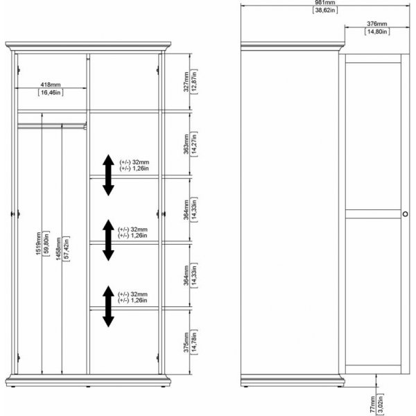 Armoire Paris à 2 portes - Blanc Armoire Paris à 2 portes - Blanc