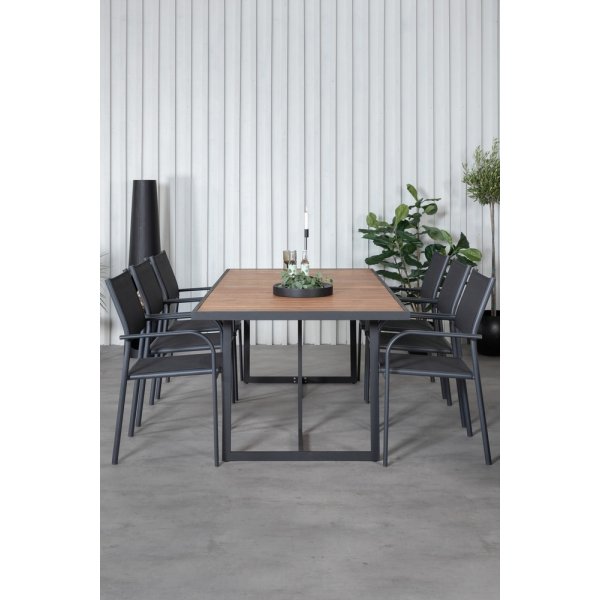 Khung utematgrupp med 6 st Santorini stolar - Svart/Natur Khung utematgrupp med 6 st Santorini stolar - Svart/Natur