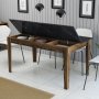 Milan eettafel 145 x 88 cm - Zwart marmer/notenhout
